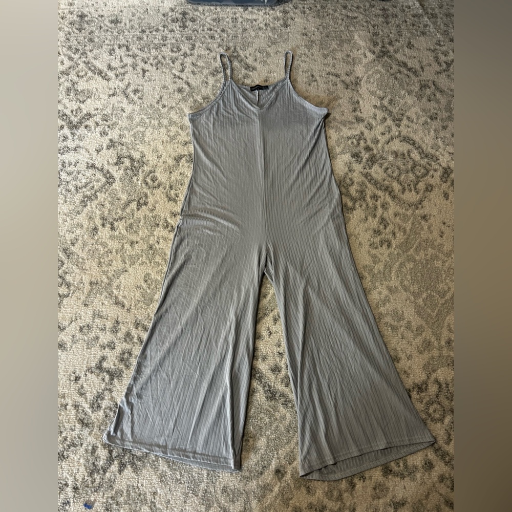 Baby Blue Jumpsuit Romper Wide Leg Ribbed Slouchy size 8